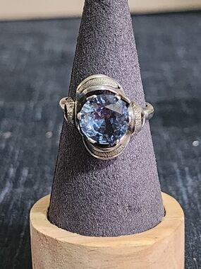 Vintage Sterling Silver Ring Blue Gemstone Sz 10 Estate Jewelry Mexico Taxco